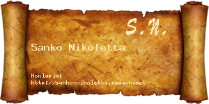 Sanko Nikoletta névjegykártya